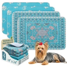 Washable Pee Pads for Dogs, 4 Pack Reusable Puppy Pads, Absorbent and Leakpro...