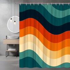 Modern Colorful Waves Shower Curtain for Bathroom Decor