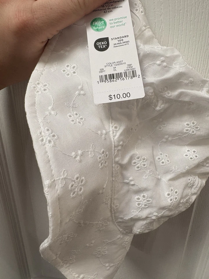 Baby шляпа - белый - CARTERS - цветочный узор для девочки - размер 6-12 месяцев! - Изображение 2 из 2