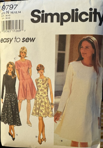 Vtg Simplicity pattern 9797 Misses'/Petite dropped waistline Dress sz 10, 12, 14 - Picture 1 of 2