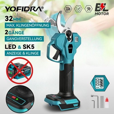 YOFIDRA  18V Akku Astschere Bürstenlos Gartenschere Baumschere Strauchscheres DE