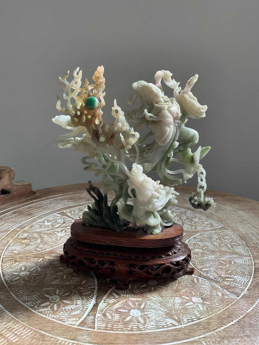 翡翠鏤空雕刻 アクセサリー緑玉　アンティーク　時代物 翡翠中国古董| eBay