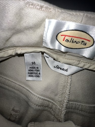 Talbots Stretch Pants Women’s Size 14 Tan Kakhi Brushed Cotton Soft Five Pocket - Picture 10 of 15