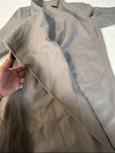 Giacca cappotto misto lana AllSaints Ora grigio UK 10 US 6 cascata collo drappeggiato - Foto 3 di 9