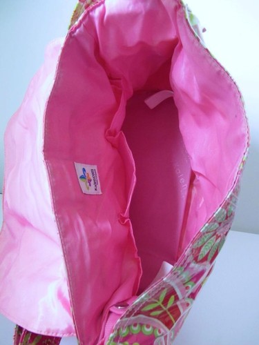 Kalencom Laminated Large Buckle Diaper Bag Flower Power Paisley Print Hot Pink - Picture 15 of 17