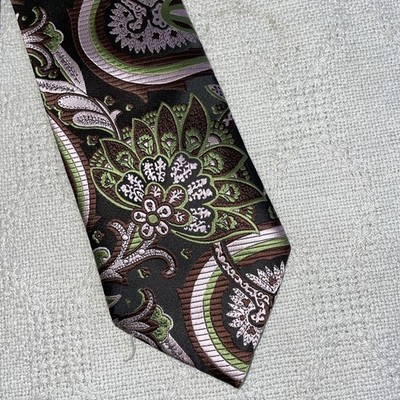 E.J. Samuel Dress Tie Mens Size 58  3.5  Brown Floral Business Formal City
