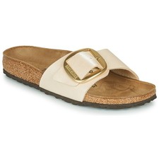 BNIB Leather Birkenstock Madrid Big Buckle EU36 UK 3.5 Women Mules Pearl White