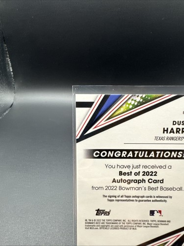 2022 Bowmans Best Dustin Harris Prospect Auto B22-DH Texas Rangers 🔥🔥🔥 - Picture 14 of 15
