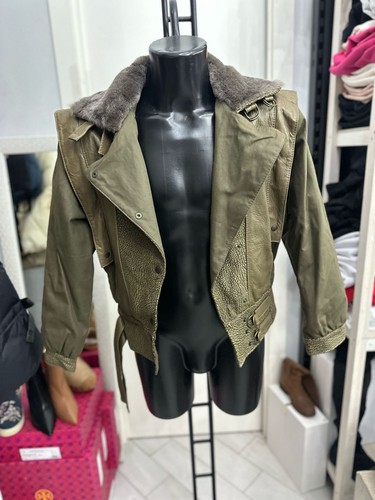 Giacca In Pelle Uomo Man Modello Aviatore Tg42 Verde LLV1363 - Picture 1 of 7