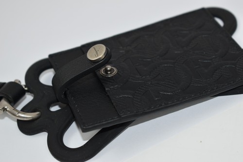 NIB Salvatore Ferragamo ID Card Holder Lanyard Logo Monogram Black Leather Italy - Picture 6 of 16