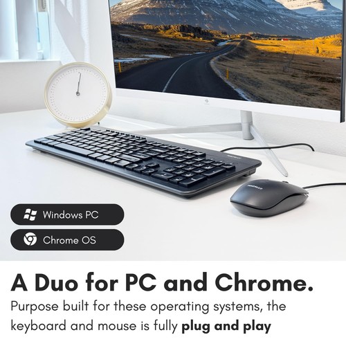 Wired Keyboard and Mouse Combo, Slim Full Sized Ergonomic USB Keyboard and Mo... - Picture 2 of 6