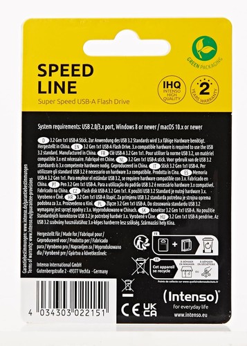 Intenso Speed Line - Flash Drive 32 GB - USB 3.2 Gen 1x1, Black - Picture 7 of 8