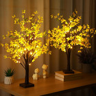 Artificial Flowers Stems 2 Pcs Fake Forsythia Tree Lamp Yellow Birch Led Lights