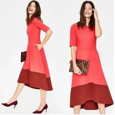 NEW $160 Boden Pop Peony & Conker Wren Ponte Midi Dress Womens sz 10 L