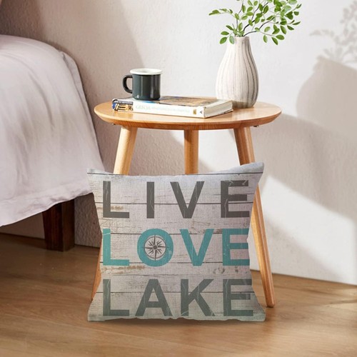 Lake Time Decorative Throw Pillow Cover Live/Love/Lake Summer Multicolor  - Bild 3 von 6
