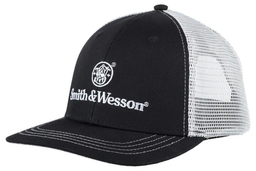 Gorra de béisbol ajustable negra con logotipo de S&W Smith & Wesson Snapback de malla de camionero - Imagen 2 de 4