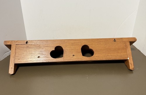 Vintage Handmade Wooden Heart Cutout Shelf Wall Hanging Wood Coat Rack Cottage - Picture 4 of 9