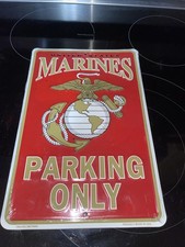 U.S. MARINES PARKING ONLY! MADE IN USA METAL SIGN 8X12 GARAGE MAN CAVE MILITARY