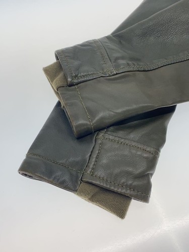 AVIREX Leather Jacket Blouson S KHK Used - Picture 4 of 4