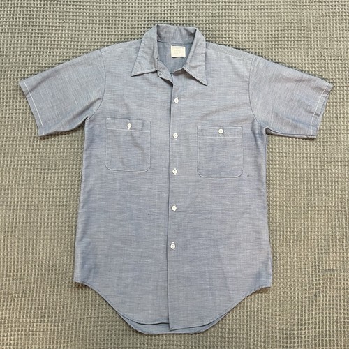 Vintage 70s JC Penney Short Sleeve Chambray Work Shirt L