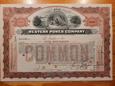 US: Western Power Co., New Jersey, 1911, 100 shares, E-VERSORGER*