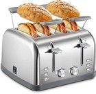 Toaster 4 Slice, Extra Wide Slots, Stainless Steel with High Lift Lever
