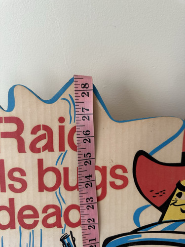 Vintage 1960s RAID Kills Bugs Dead Cardboard 28.5” Advertising / Display Sign - Bild 17 von 17