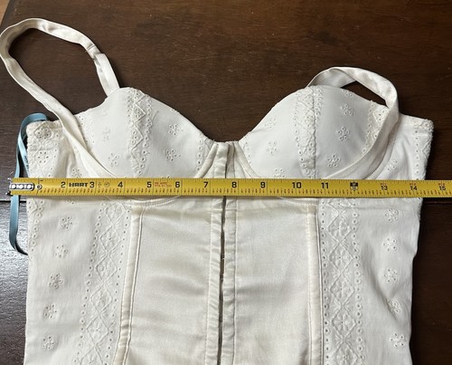 Vintage Marciano Corset Bustier Bra Top White Eyelet Satin Size S - Picture 10 of 12