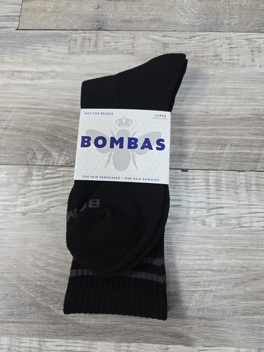 Bombas Men's Black Crew Socks Size Large Crew Calf Honeycomb Socks 1 Pair New - Picture 1 of 5