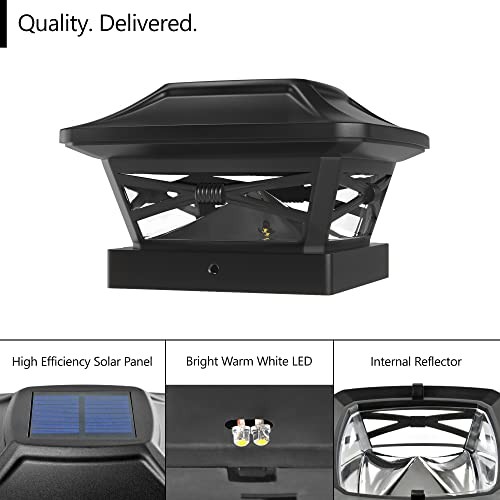 Renaissance Solar Outdoor Post Cap Lights - Includes Bases 8 Pack Slate Black - Bild 3 von 8