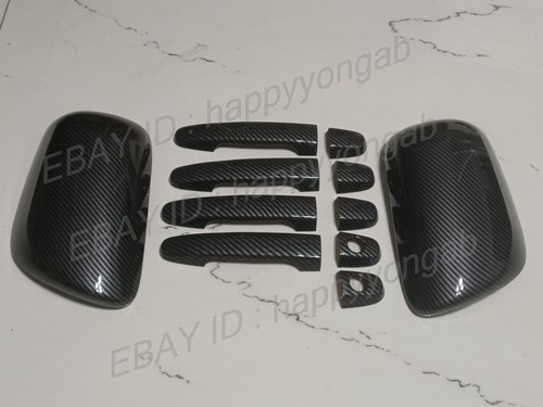 Carbon Fiber Side Mirror Door Handle Cover Trim For Toyota Yaris Prius Corolla - Picture 1 of 4