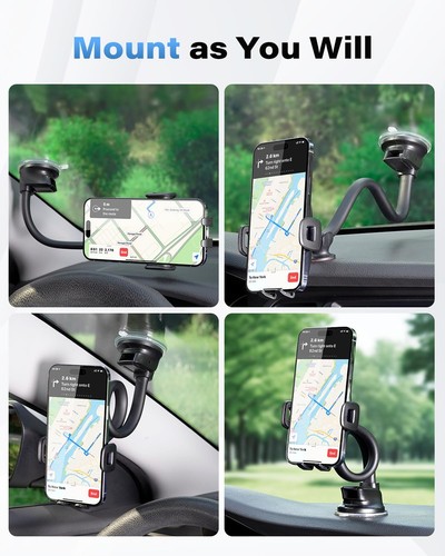 Solid Car Truck Phone Mount Holder with 14-Inch Gooseneck Long Arm, Windshiel... - Foto 5 di 9