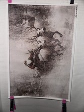 Christmas Santa Sleigh Reindeer Canvas Poster 12x18 UNFRAMED