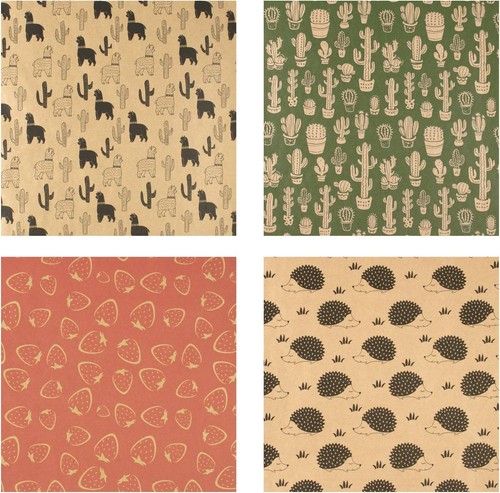 Charming 4-Pack Kraft Wrapping Paper Rolls - Animal Prints for Every Occasion - Picture 9 of 9