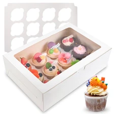 6 Pack Cupcake Boxes, 12 Count Cupcake Containers with Window and Cardborad, ...