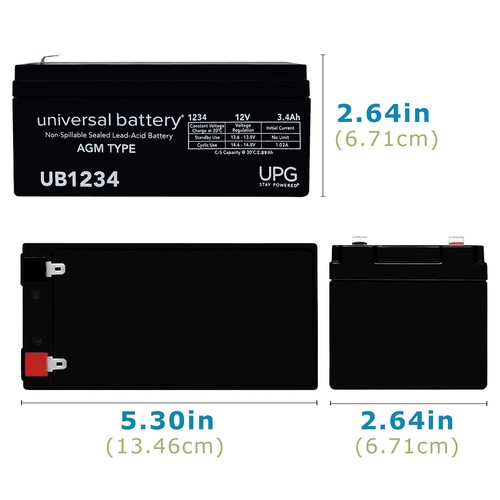 UPG UB1234ALT7-12V 3.2Ah BP3-12 ES3-12 PS-1230 PW1203 Battery  - Picture 2 of 6