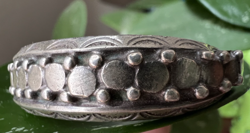 PULSERA BRAZALETE SUROESTE TEMPRANO plata estampado a mano gotas de lluvia Navajo 6 1/4" - Imagen 2 de 10