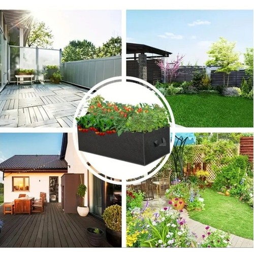 Bolsa para jardinera de tela 9,5 galones 23,6 x 11,8 x 7,9 negra con inserto para maceta de 2 asas - Imagen 8 de 9