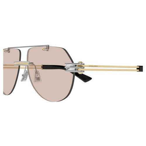Bottega Veneta BV1342S 002 Pilotensonnenbrille silber gold braun randlos ORIGINAL - Bild 4 von 6