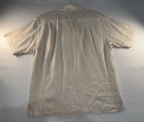 TOMMY BAHAMA Original Fit 100% Silk Washable Mens Beige Shirt With Pocket Size L - Picture 5 of 11