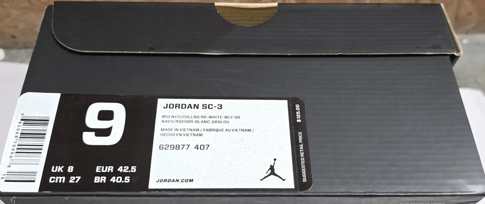 Nike Air Jordan Flight SC 3 Talla 9 Azul Marino/Blanco Hombre’s 629877-407 NUEVO en Caja Foto 2 de 4