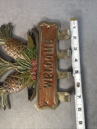 Vintage Solid Brass Pineapple Key Holder Welcome Wall Decor 8" X 8" - Picture 16 of 16