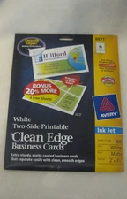 Two-Side Printable Premium Clean Edge(R) Business Cards Inkjet White 200/PK