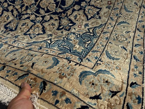 4x6 BLUE ANTIQUE ORIENTAL RUG HAND-KNOTTED vintage handmade fine silk real 4x7 - Picture 4 of 22