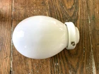 Vtg Art Deco MILK GLASS Porcelain Light Fixture WALL SCONCE Lamp Shade Bathroom