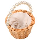 Wicker Rattan Flower Girl Basket Fake Pearl Handle Willow Floral Basket