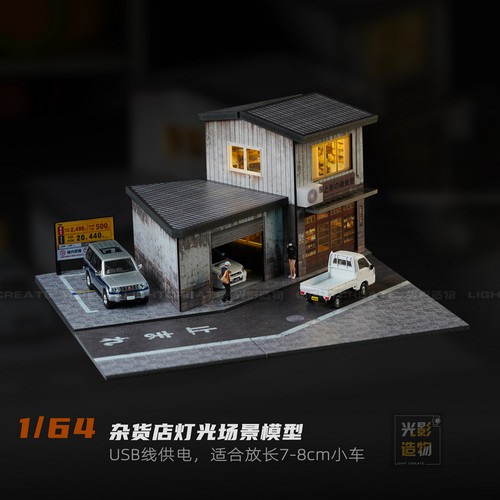 1/64 Diorama Coche Garaje Modelo LED Ciudad Calle Oficina Edificio Escena Modelo Juguetes - Imagen 78 de 83