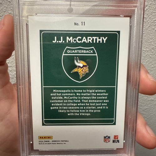 2024 Donruss Downtown JJ McCarthy Rookie RC #11 PSA 9 Mint Vikings Case Hit - Picture 6 of 6