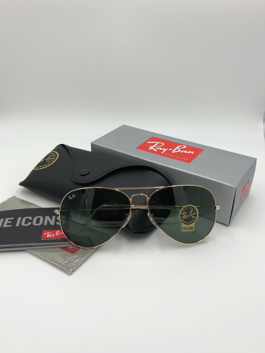 Ray-Ban RB3025 L0205 Aviator Classic Gold Frame 58mm Green G  display picture 2