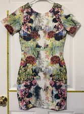 ASOS Multicolor Floral Bodycon Short Sleeve Dress US 2